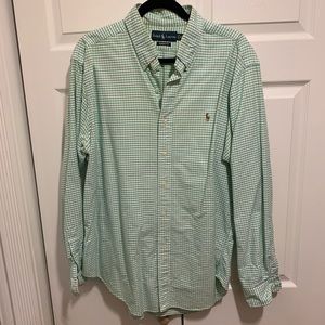 Ralph Lauren XL green and white button-down
